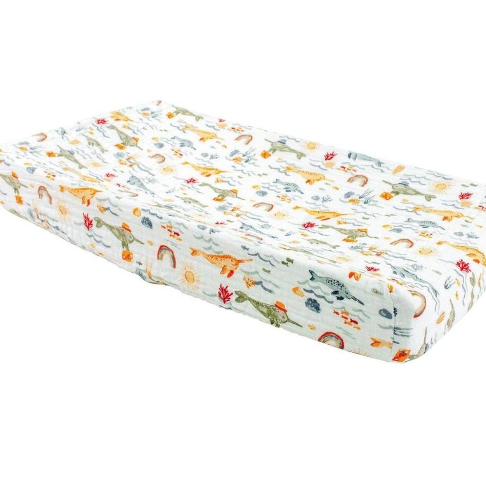 Bebe au Lait Narwhal Print Changing Pad Cover New in Box